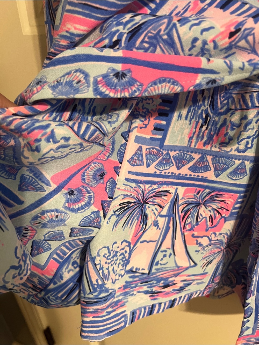 Lilly Pulitzer Pink and Blue Tropical Print Romper Dress - Picture 4 of 5